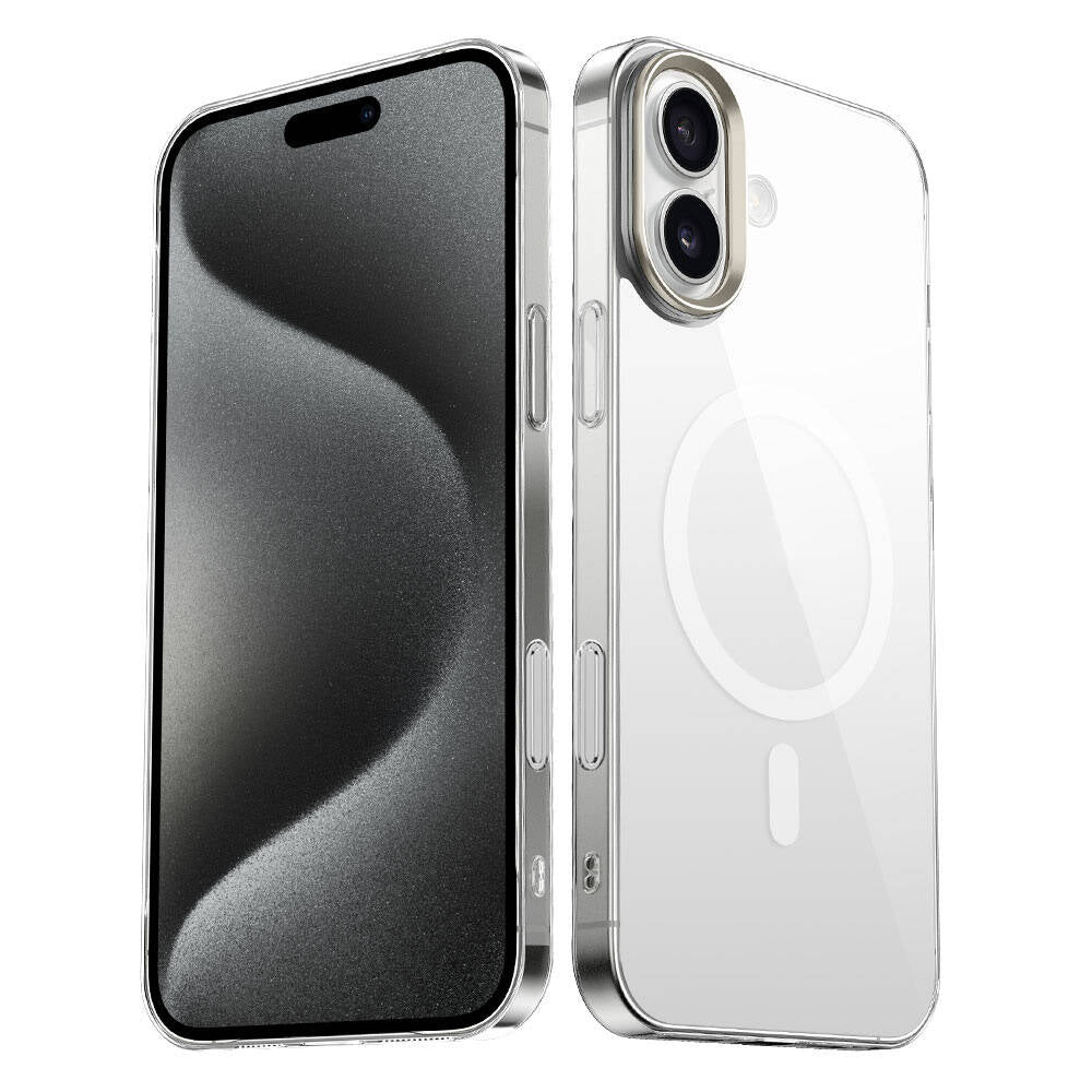 Apple iPhone 16 Plus Case M-safe Charging Feature Transparent Glass Back Surface Zore G-Glass Cover Transparent 