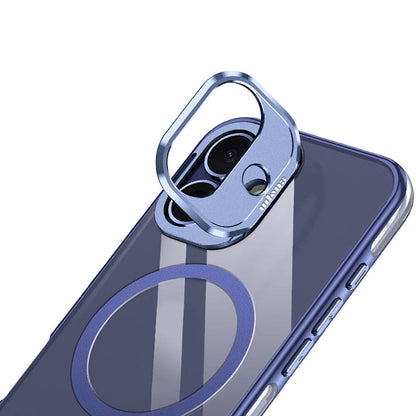 Apple iPhone 16 Plus Kılıf M-safe Şarj Özellikli Wlons Standlı Efsane Kapak Mavi