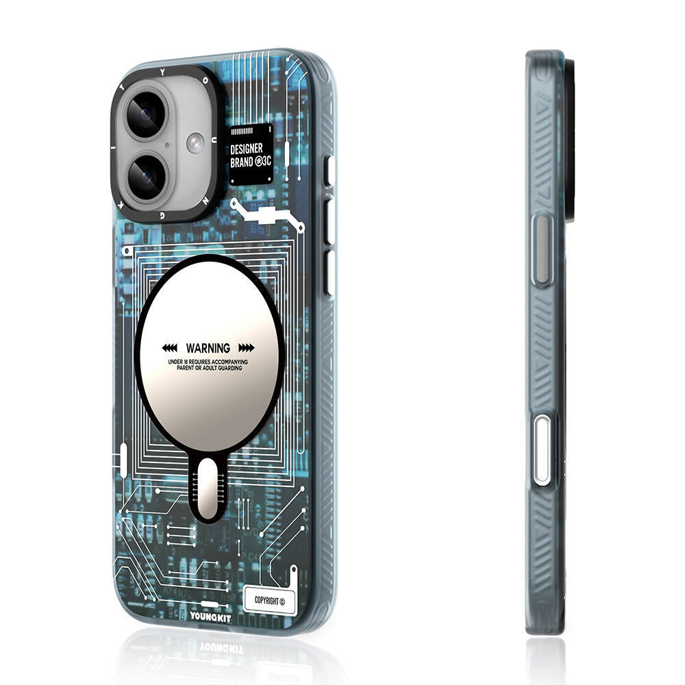 Apple iPhone 16 Plus Case M-safe Charging Feature Youngkit Technology Series Cover Blue 