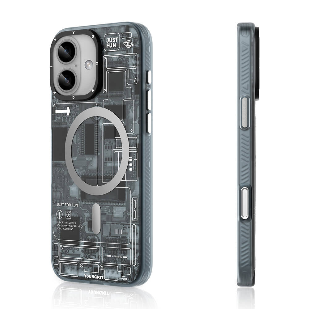 Apple iPhone 16 Plus Case M-safe Charging Feature Youngkit Technology Series Cover Gray 