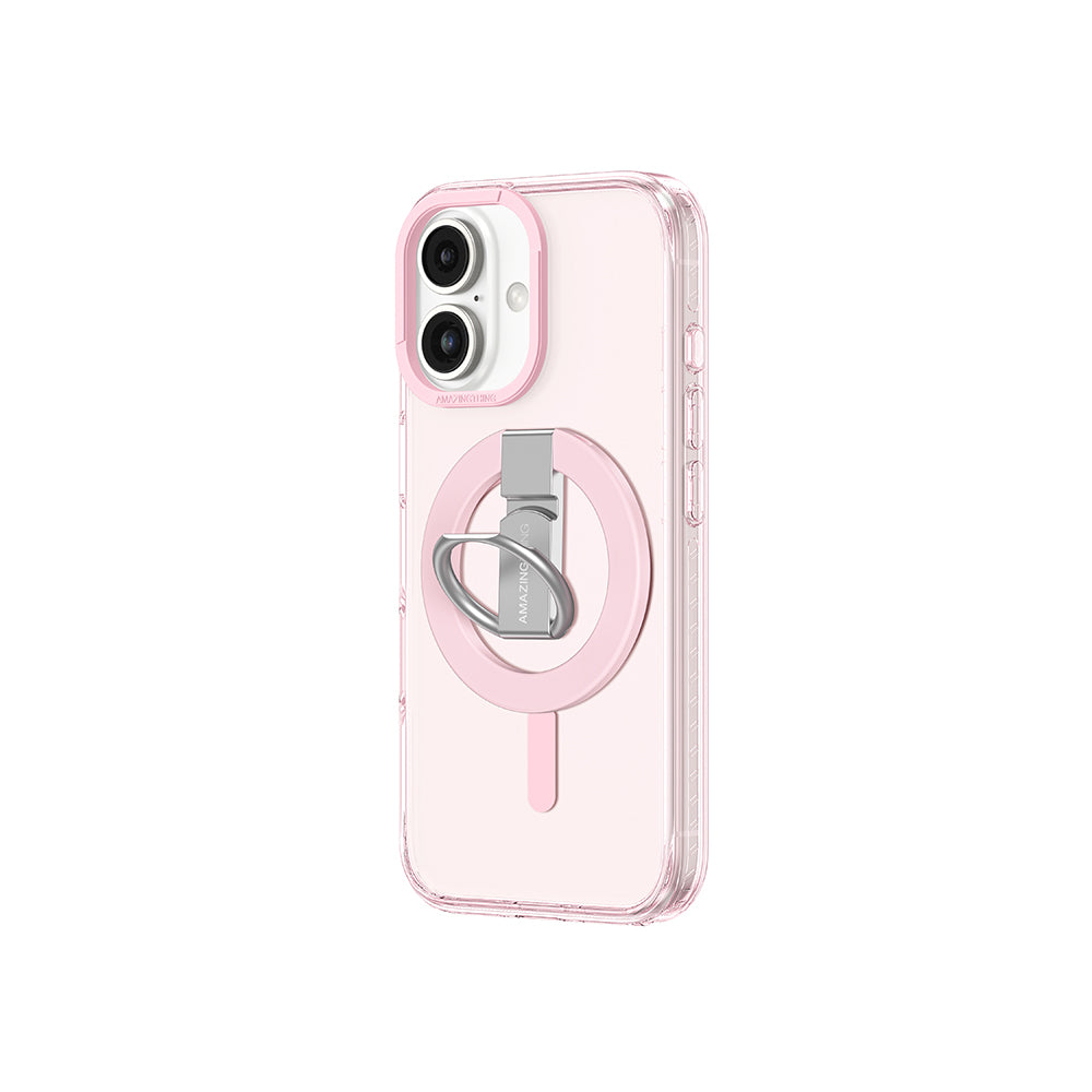 Apple iPhone 16 Plus Kılıf M-safe Şarj Özellikli Yüzük Standlı Amazingthing Titan Pro Serisi Kapak Siyah