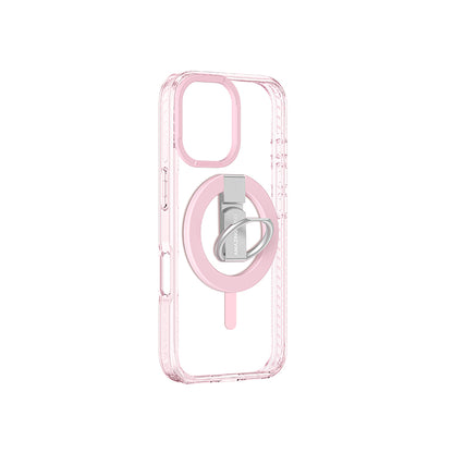 Apple iPhone 16 Plus Kılıf M-safe Şarj Özellikli Yüzük Standlı Amazingthing Titan Pro Serisi Kapak Pembe