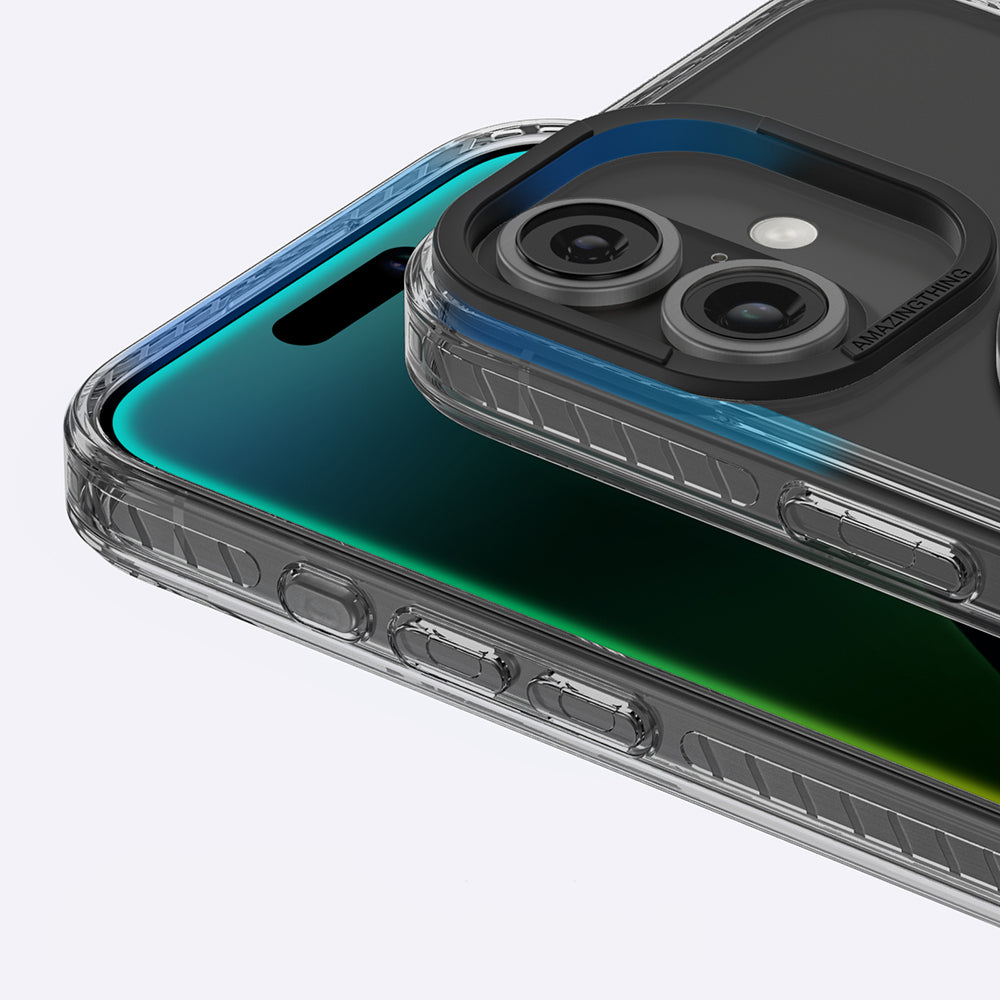 Apple iPhone 16 Plus Kılıf M-safe Şarj Özellikli Yüzük Standlı Amazingthing Titan Pro Serisi Kapak Siyah