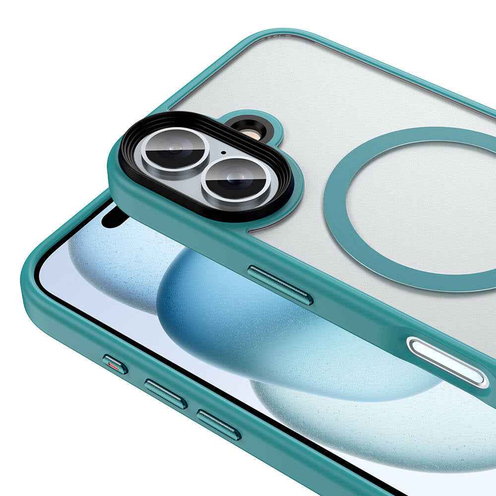 Apple iPhone 16 Plus Case Matte Back Surface Wireless Charging Feature Zore Flet M-safe Cover Desert Titanium