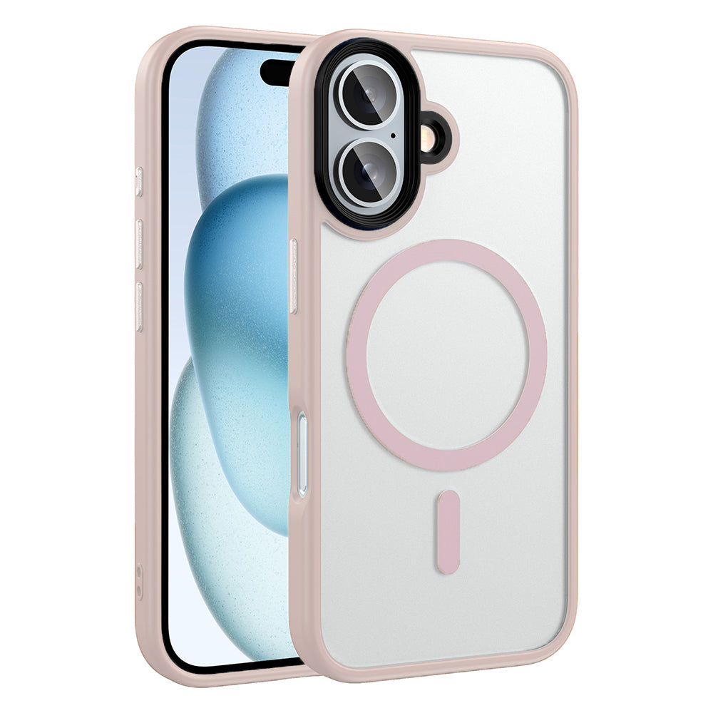 Apple iPhone 16 Plus Case Matte Back Surface Wireless Charging Feature Zore Flet M-safe Cover Rose Gold