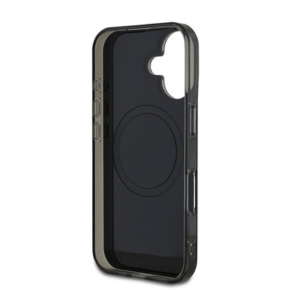 Apple iPhone 16 Plus Kılıf Mercedes Benz Orjinal Lisanslı M-safe Şarj Özellikli Çift Katmanlı Paralel Çizgi Desenli Kapak Siyah