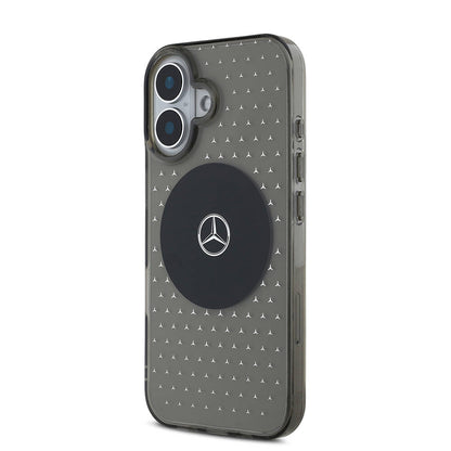 Apple iPhone 16 Plus Kılıf Mercedes Benz Orjinal Lisanslı M-safe Şarj Özellikli Yıldız Desenli Transparan Kapak Siyah