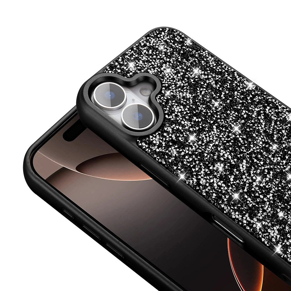 Apple iPhone 16 Plus Case Shiny Stone Design Zore Diamond Cover Black