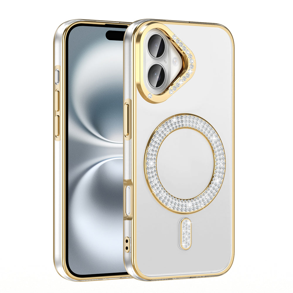 Apple iPhone 16 Plus Case Diamond Stone Design Zore Caretta Silicone Cover with M-Safe Charging Function Black 