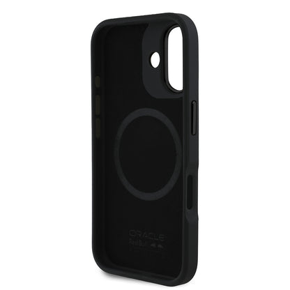 Apple iPhone 16 Plus Kılıf Redbull Orjinal Lisanslı M-safe Şarj Özellikli Kırmızı Halka ve Logo Kabartmalı PU Deri Kapak Lacivert