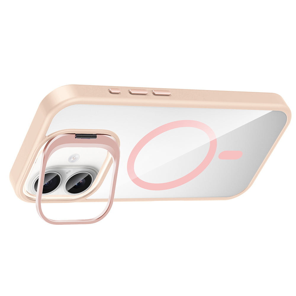 Apple iPhone 16 Plus Case with Stand and Camera Lens Gift, M-Safe Charging Feature, Zore Etro Cover Desert Titanium 