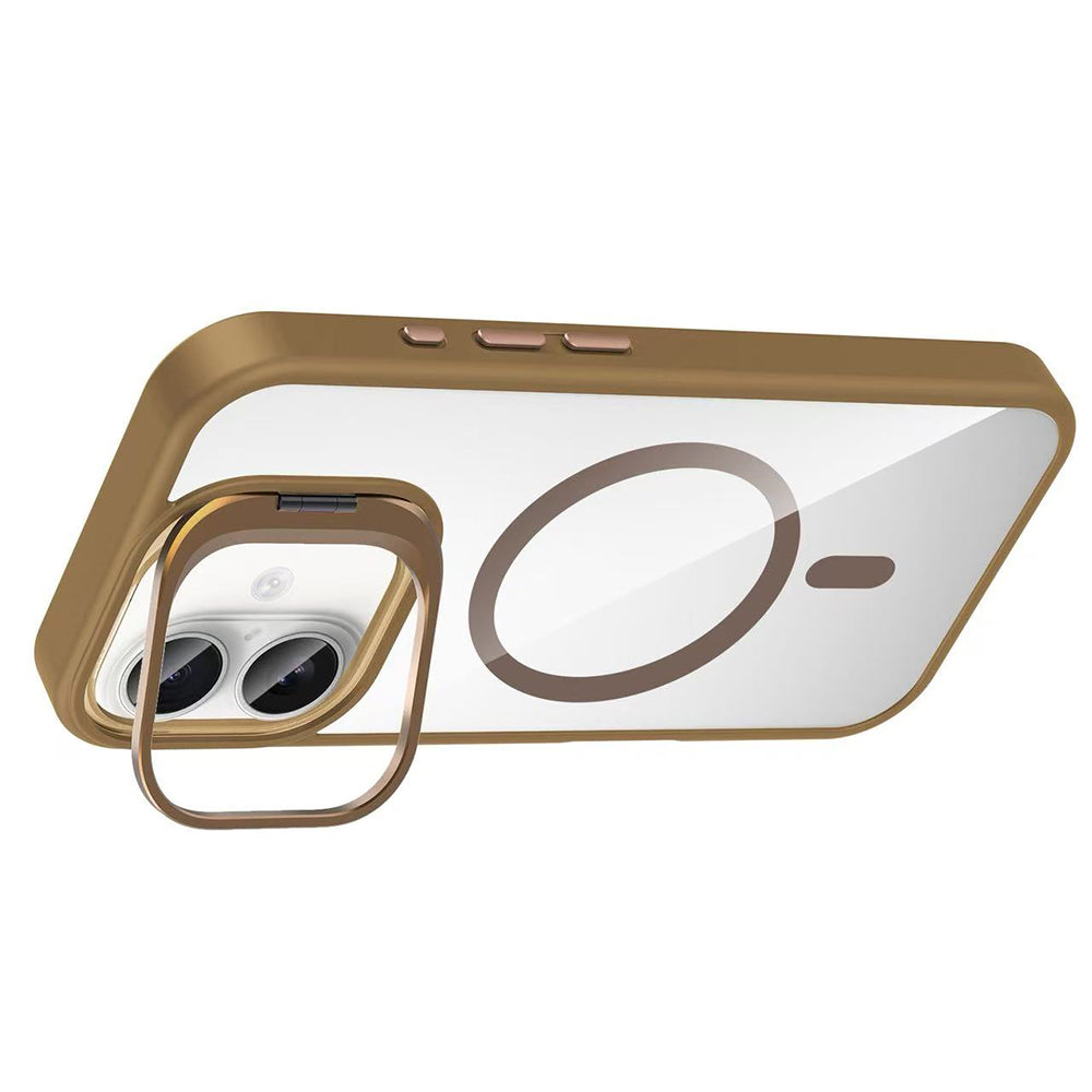 Apple iPhone 16 Plus Case with Stand and Camera Lens Gift, M-Safe Charging Feature, Zore Etro Cover, Navy Blue 