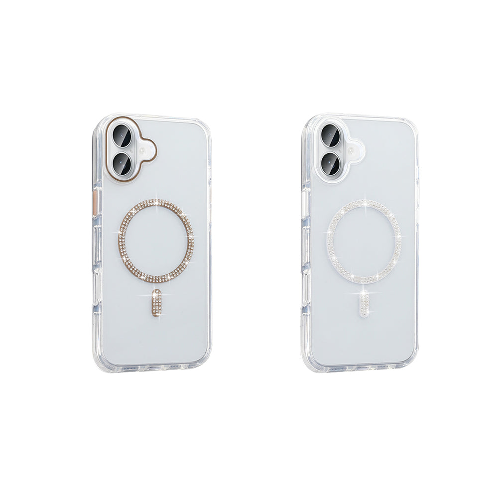 Apple iPhone 16 Plus Case Stone Design M-safe Charging Feature Zore Koment Silicone Cover Silver 