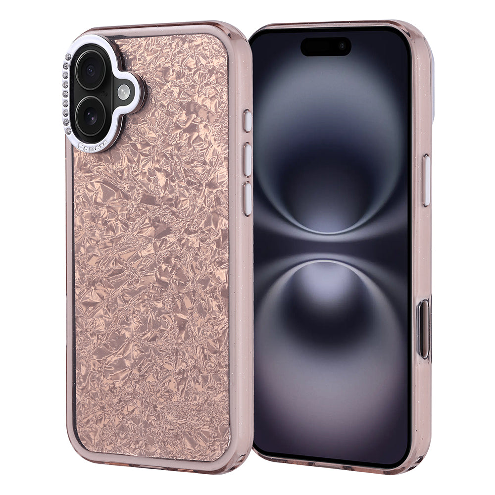 Apple iPhone 16 Plus Case Stone Design Zore Door Cover Gold 