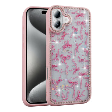 Apple iPhone 16 Plus Case Stone and Glitter Design Zore Azra Cover Pink 