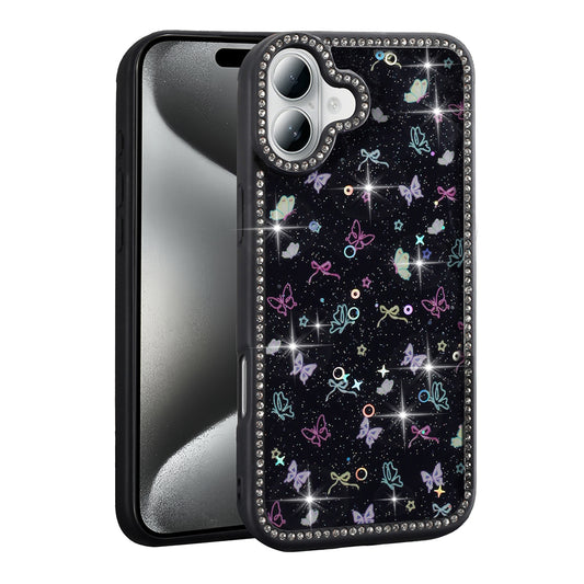 Apple iPhone 16 Plus Case Stone and Glitter Design Zore Azra Cover Black