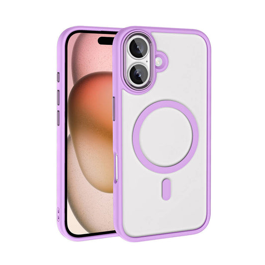 Apple iPhone 16 Plus Wireless Charging Case Zore Chrome M-safe Silicone Cover Pink