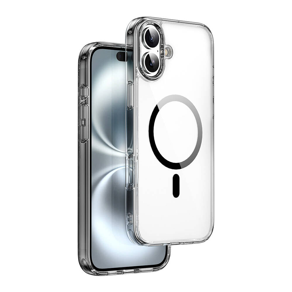 Apple iPhone 16 Plus Case Wiwu MCC-101 iShield Pro Series Crystal Hard PC Cover with M-safe Charging Feature Black 