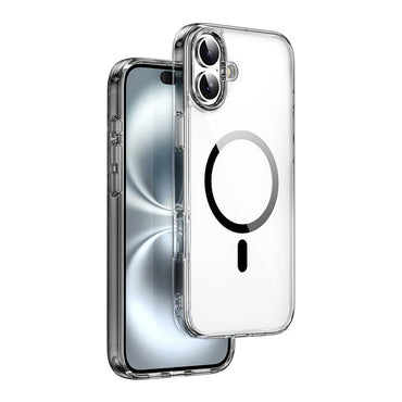 Apple iPhone 16 Plus Case Wiwu MCC-101 iShield Pro Series Crystal Hard PC Cover with M-safe Charging Feature Black 