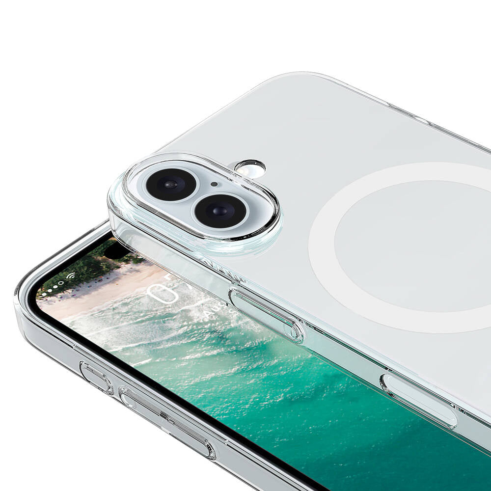 Apple iPhone 16 Plus Case Zore M-safe Charging Transparent Single Camera Frame Porto Cover Transparent 