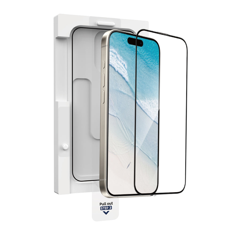 Apple iPhone 16 Plus Wiwu GT-020 Titan Guard Series Shock Absorbing Hybrid Polymer HD Transparent Screen Protector Film + Easy Application Tool Black 