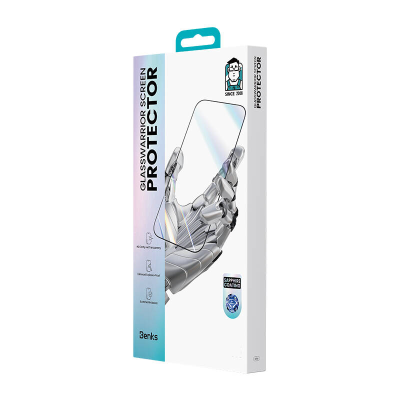 Apple iPhone 16 Pro Benks Glass Warrior Sapphire Coating 0.9mm Edge-Toughened Glass Screen Protector + Easy Application Tool Transparent