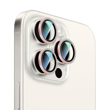 Apple iPhone 16 Pro CaseWorld Alloy Sparkling Diamond Serisi Taşlı Lens Koruyucu Pembe