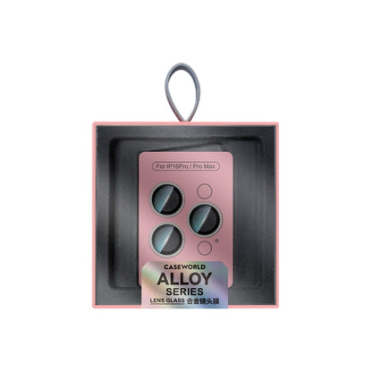 Apple iPhone 16 Pro CaseWorld Alloy Sparkling Diamond Serisi Taşlı Lens Koruyucu Pembe