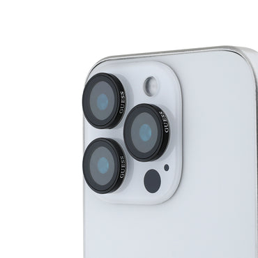 Apple iPhone 16 Pro Guess Original Licensed Metal Camera Lens Protector Black 
