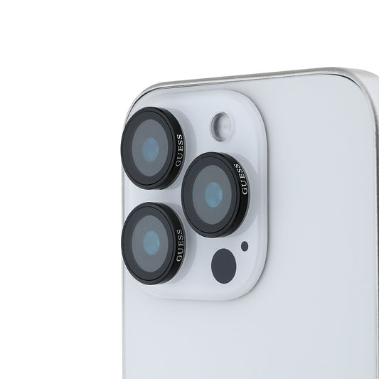 Apple iPhone 16 Pro Guess Original Licensed Metal Camera Lens Protector Black 