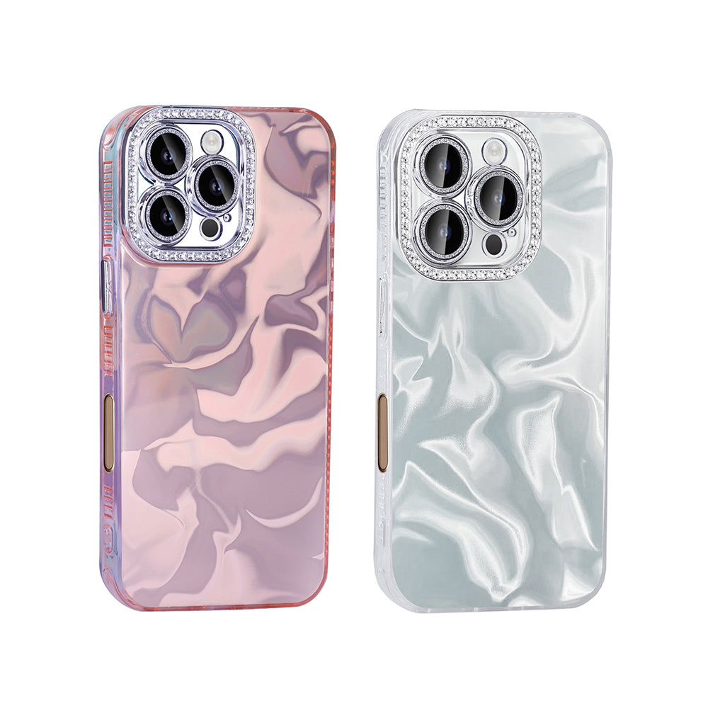 Apple iPhone 16 Pro Airbag Case with Shiny Stone Detail Design Zore Esila Cover Pink