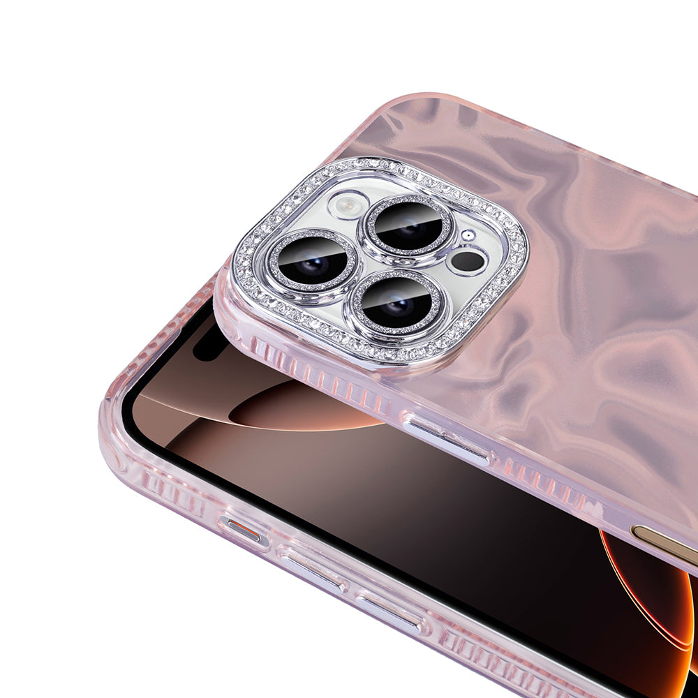 Apple iPhone 16 Pro Airbag Case with Shiny Stone Detail Design Zore Esila Cover Pink