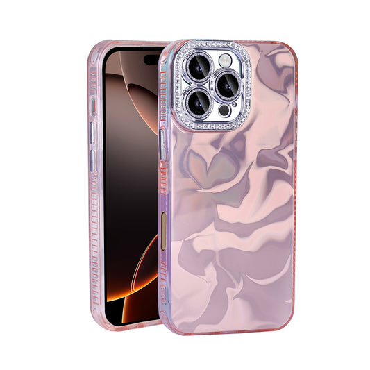 Apple iPhone 16 Pro Airbag Case with Shiny Stone Detail Design Zore Esila Cover Pink