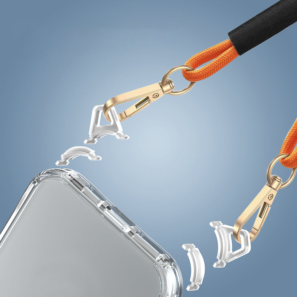 Apple iPhone 16 Pro Airbag Case with Attachable Strap Zore Snap Silicone Cover Transparent 