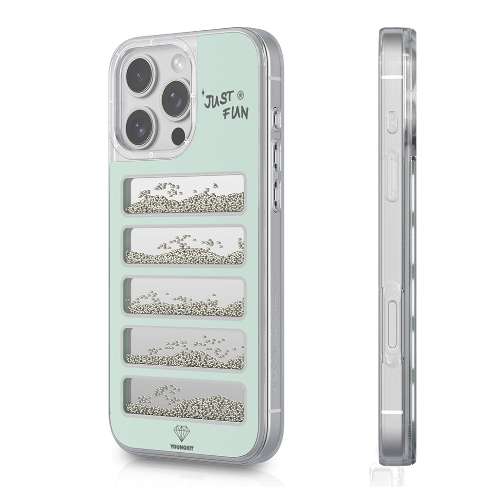 Apple iPhone 16 Pro Kılıf Aynalı ve Boncuklu Tasarım Youngkit Jump Serisi Kapak Pembe