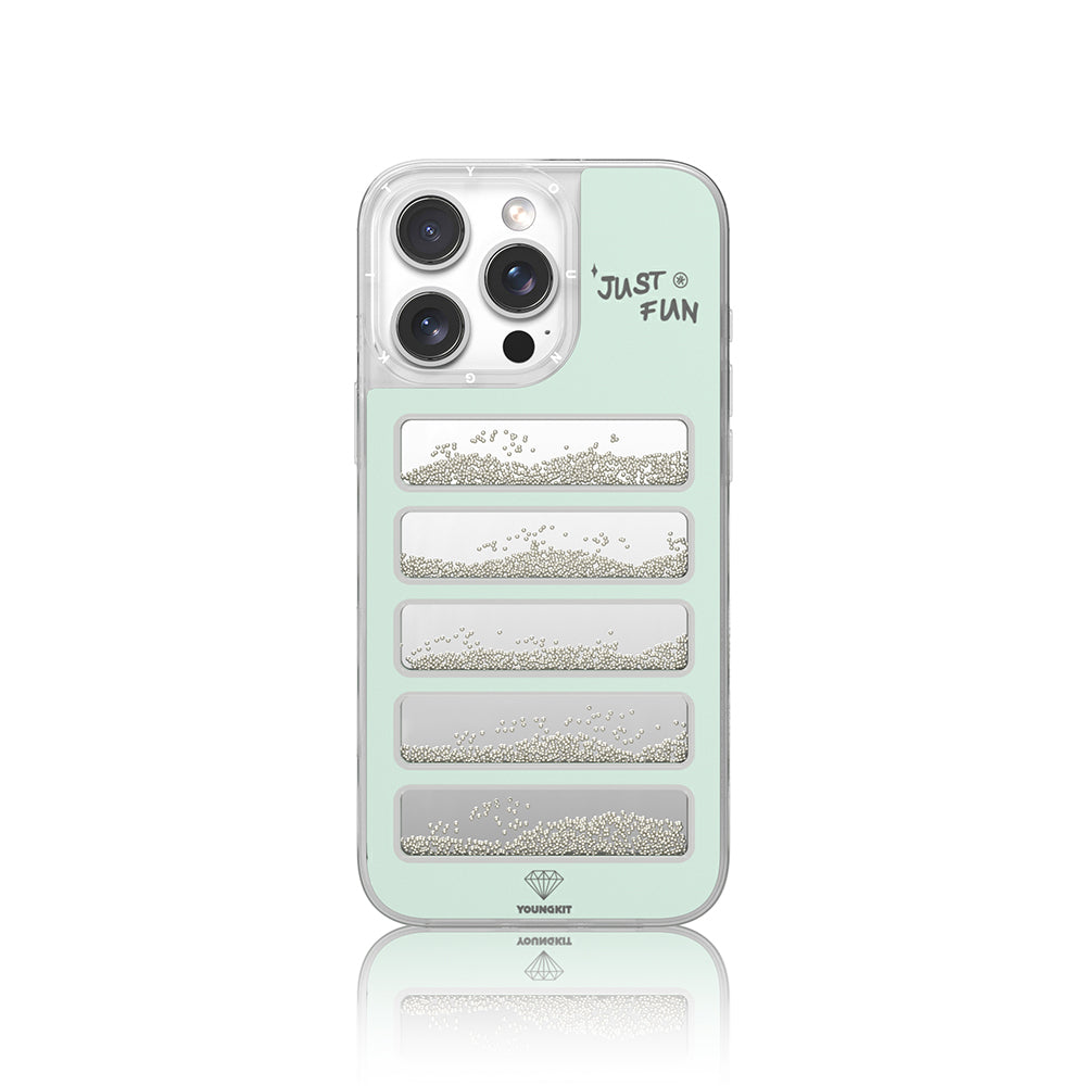 Apple iPhone 16 Pro Kılıf Aynalı ve Boncuklu Tasarım Youngkit Jump Serisi Kapak Pembe