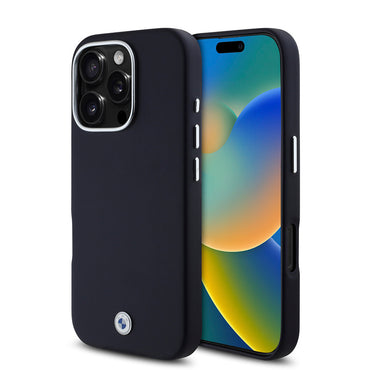 Apple iPhone 16 Pro Kılıf BMW Orjinal Lisanslı M-safe Şarj Özellikli Metal Logolu Tam Kaplama Deri Kapak Siyah