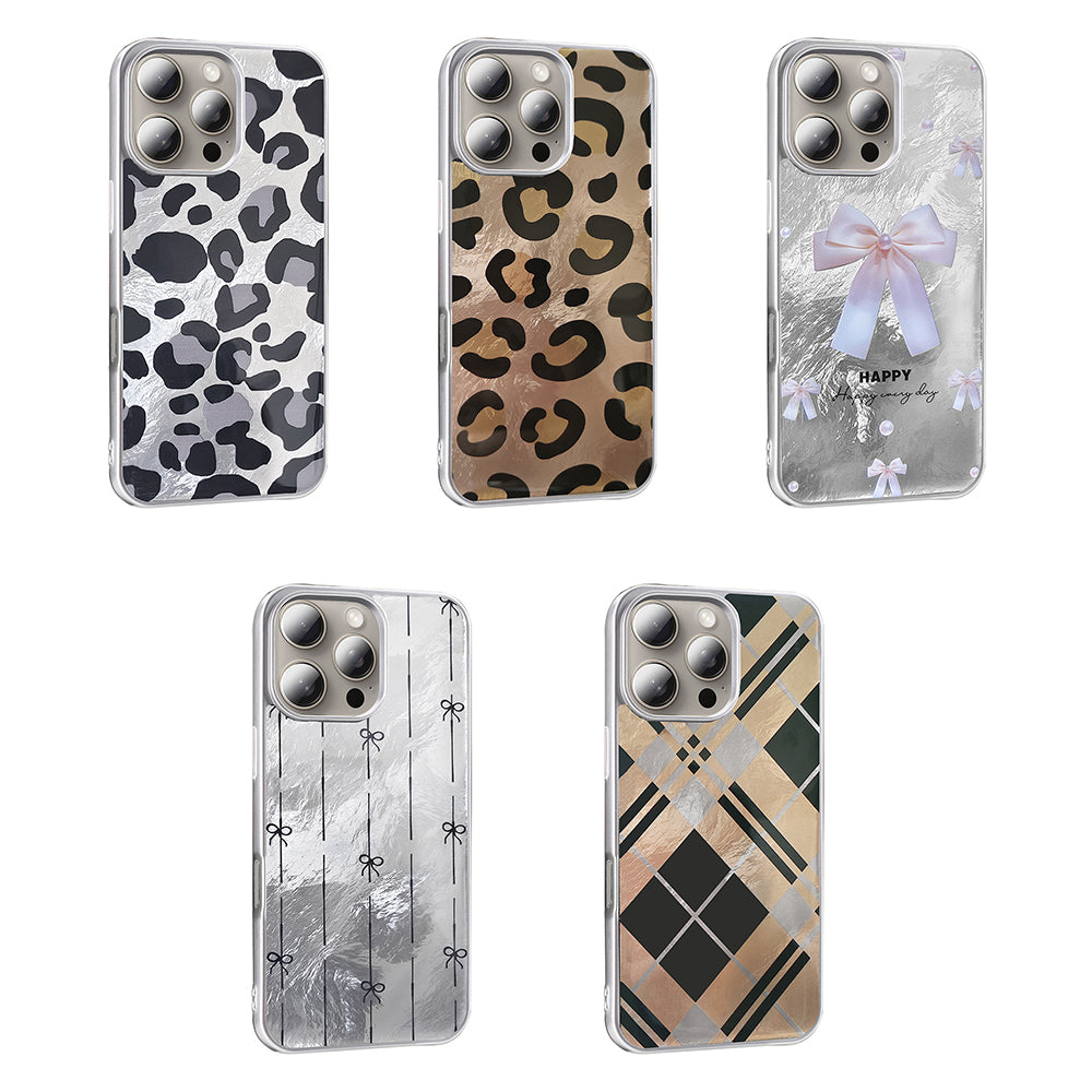 Apple iPhone 16 Pro Case Patterned Zore Mep Cover Gray Leopard
