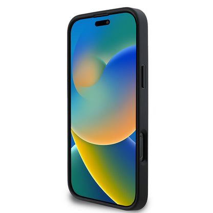 Apple iPhone 16 Pro Kılıf DKNY Orjinal Lisanslı Kapitone Tasarımlı Metal Logolu Deri Kapak Siyah