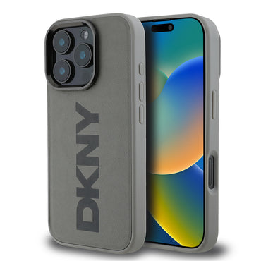 Apple iPhone 16 Pro Kılıf DKNY Orjinal Lisanslı M-safe Şarj Özellikli PU Deri Plain Kapak Kahverengi
