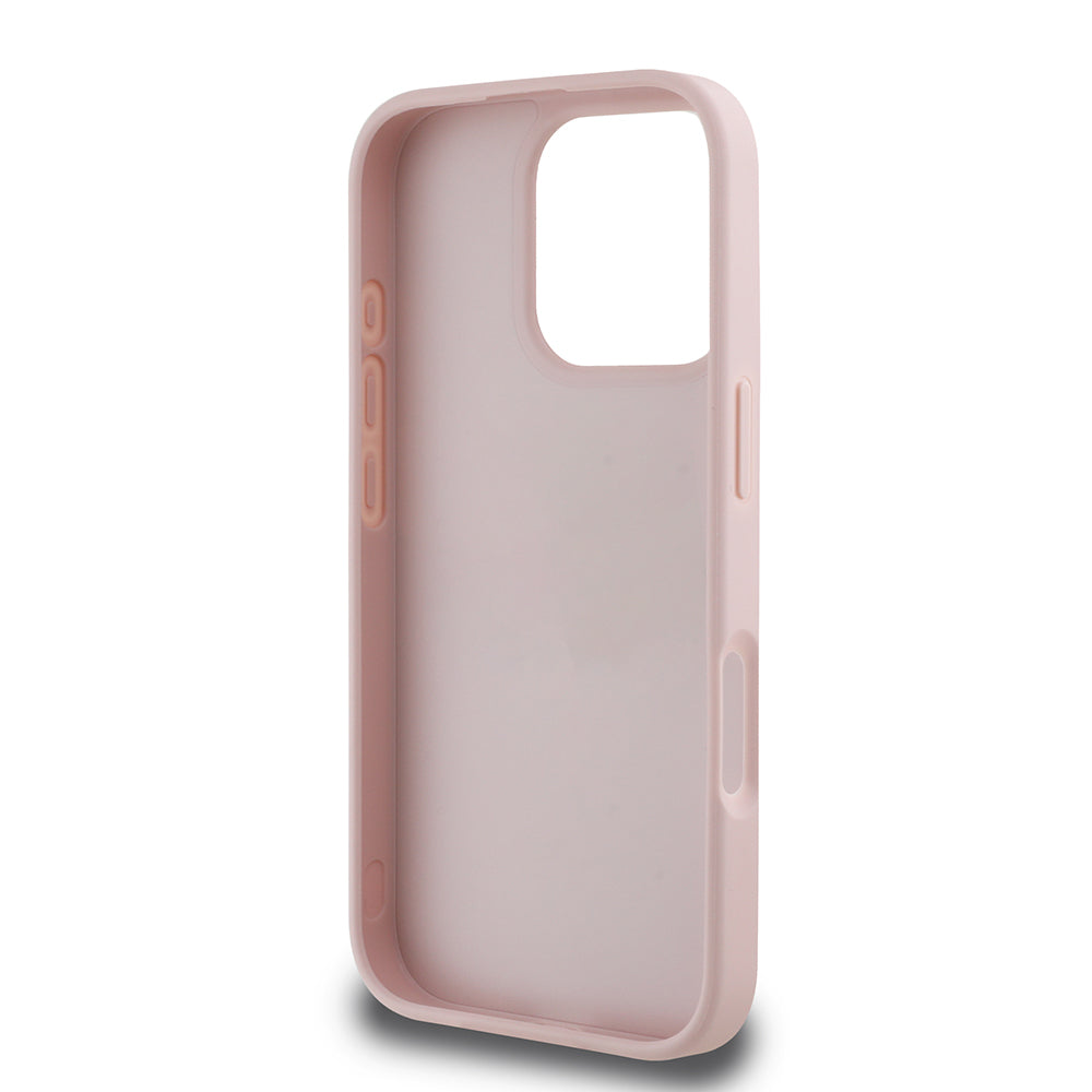 Apple iPhone 16 Pro Case Guess Original Licensed Rose Printed Large Metal Logo Design Cover Purple