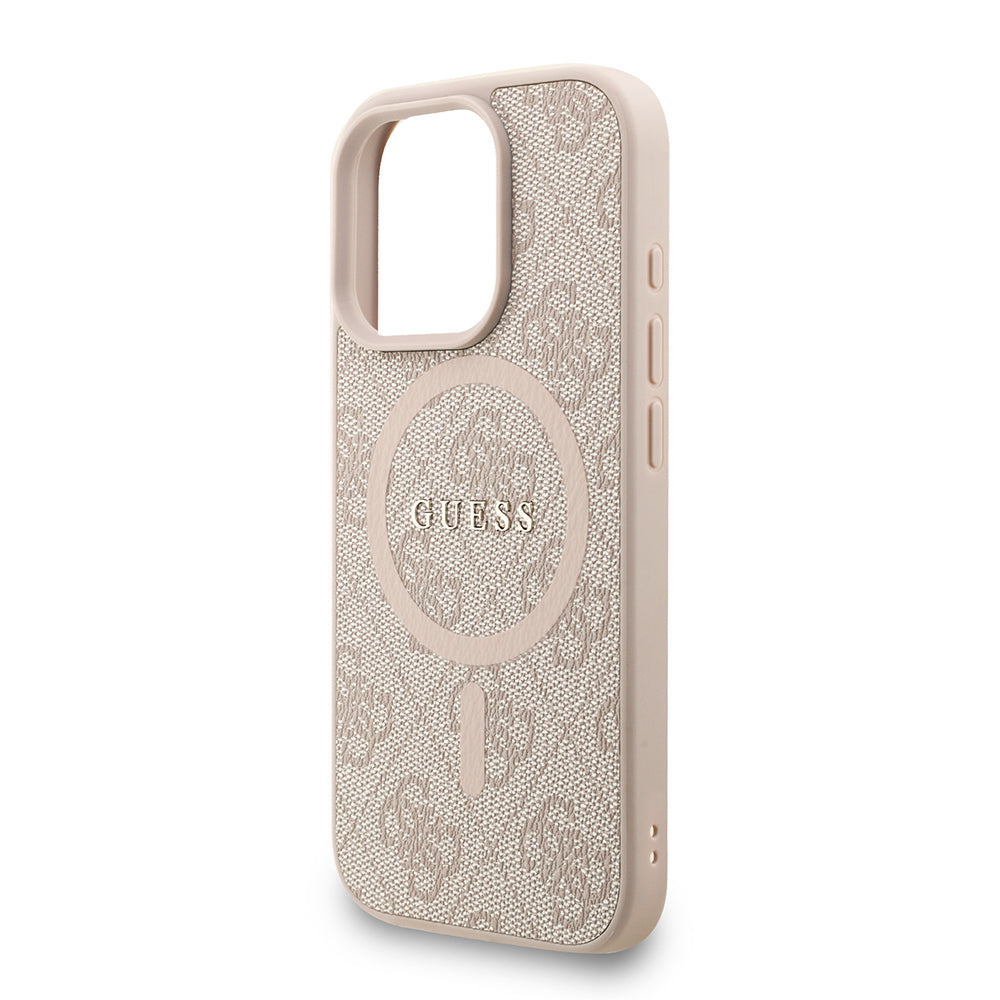 Apple iPhone 16 Pro Kılıf Guess Orjinal Lisanslı M-safe Şarj Özellikli PU Deri Bilek Askı İpli Yazı Logolu Kapak Siyah