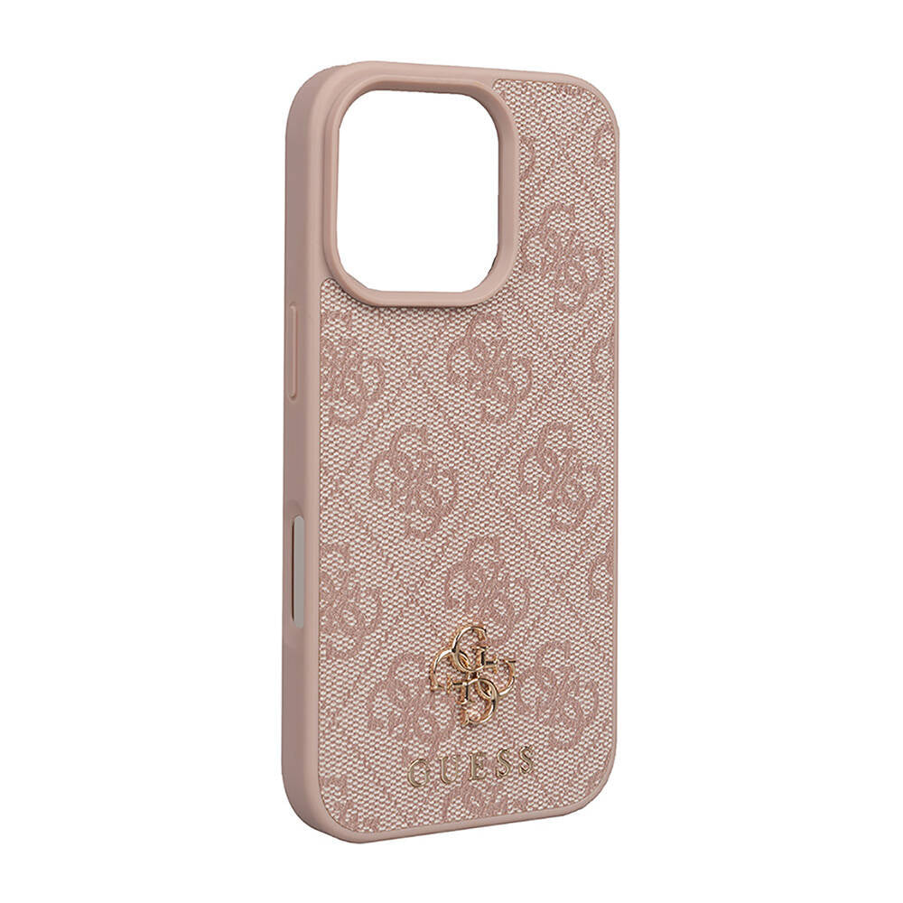 Apple iPhone 16 Pro Case Guess Original Licensed M-safe Charging Feature Small 4G Classic Cover Pink