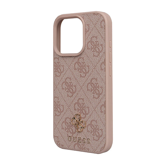 Apple iPhone 16 Pro Case Guess Original Licensed M-safe Charging Feature Small 4G Classic Cover Pink
