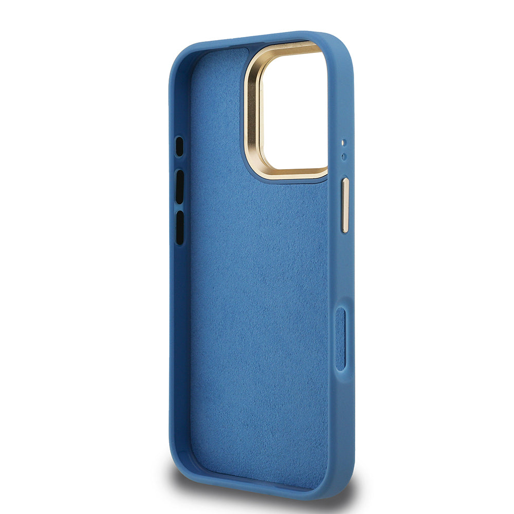 Apple iPhone 16 Pro Kılıf Guess Orjinal Lisanslı PU Deri 4G Desenli Metal Büyük 4G ve Yazı Logolu Kamera Standlı Kapak Pembe