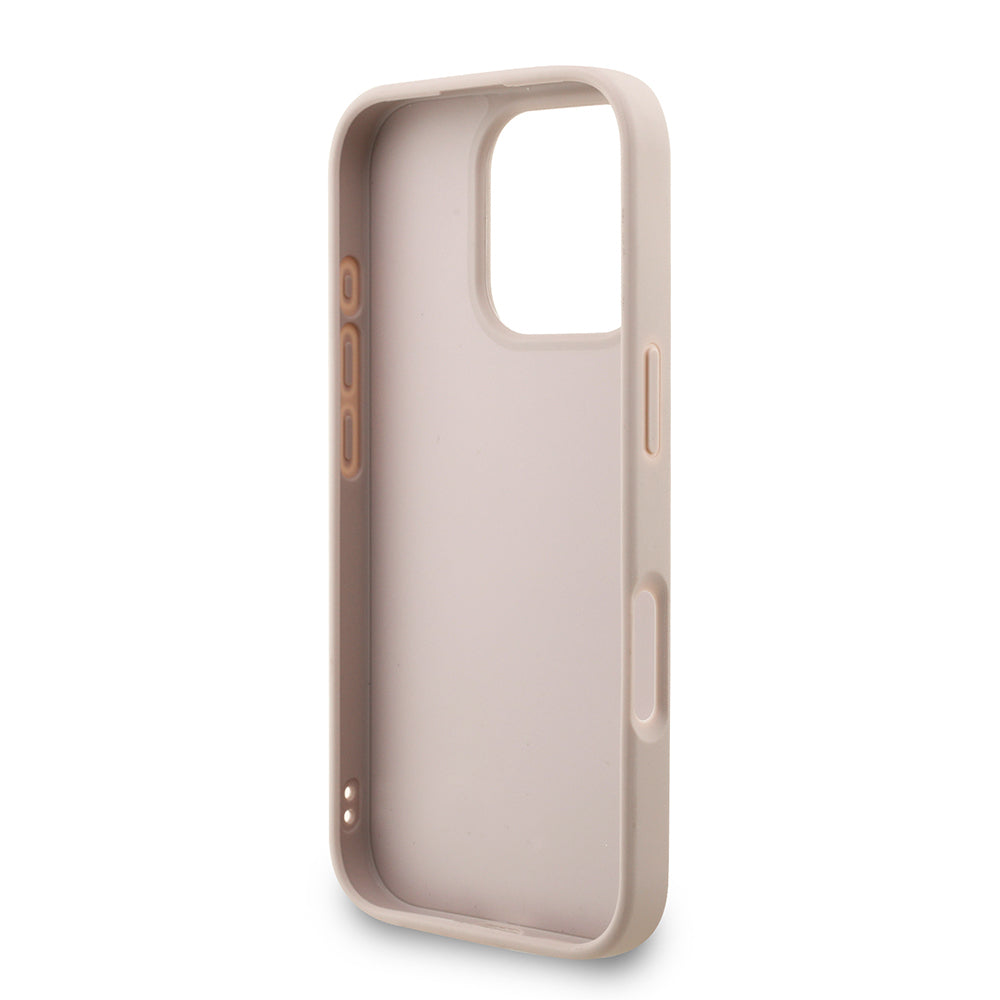 Apple iPhone 16 Pro Kılıf Guess Orjinal Lisanslı PU Deri Bilek Askı İpli Metal Büyük 4G ve Yazı Logolu Kapak Kahverengi