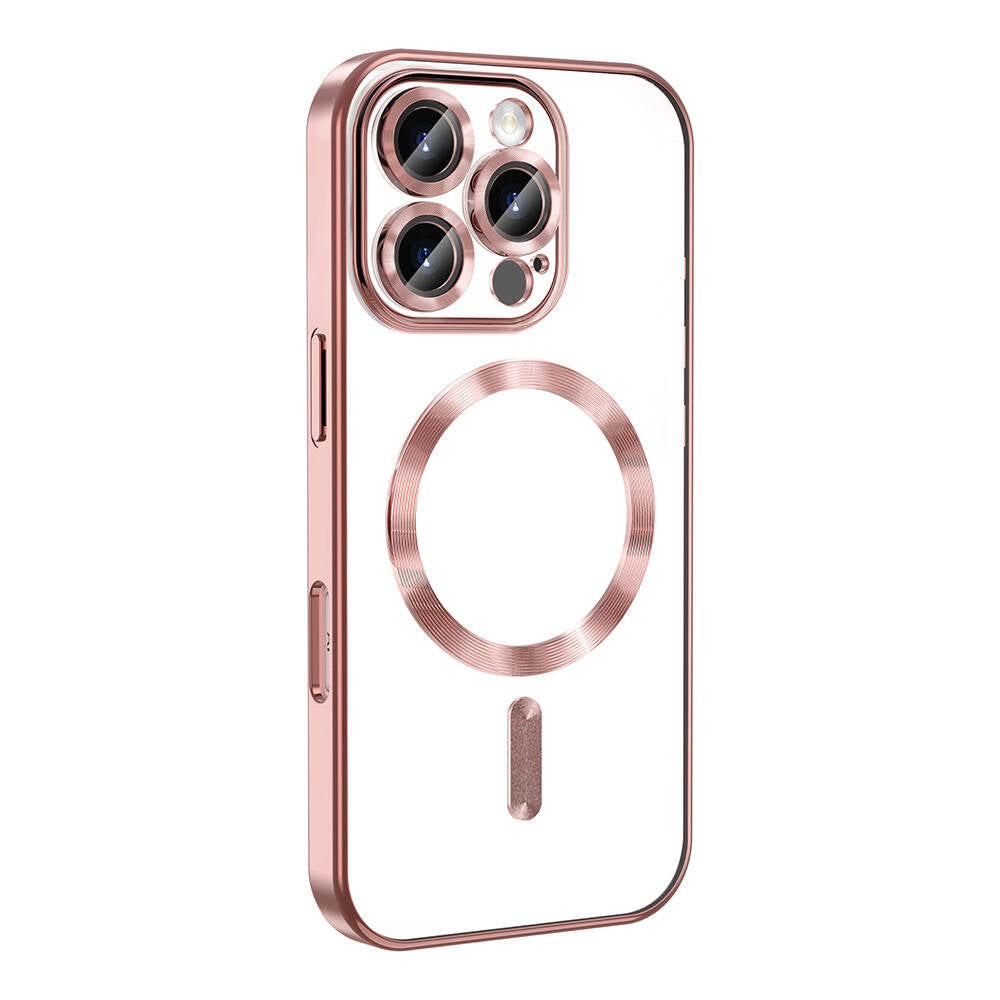 Apple iPhone 16 Pro Case Camera Protection M-Safe Wireless Charging Feature Zore Demre Cover Gold 