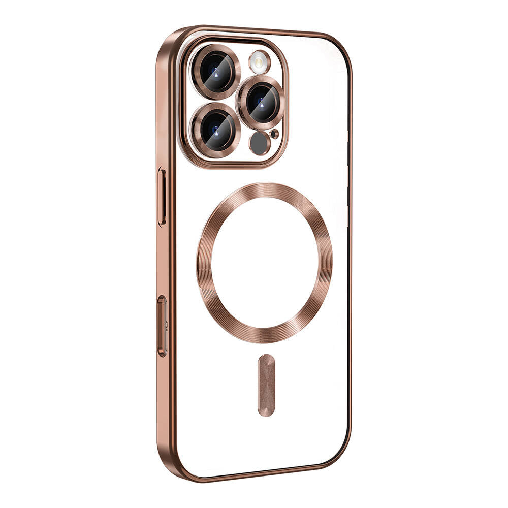 Apple iPhone 16 Pro Case Camera Protection M-safe Wireless Charging Feature Zore Demre Cover Desert Titanium 