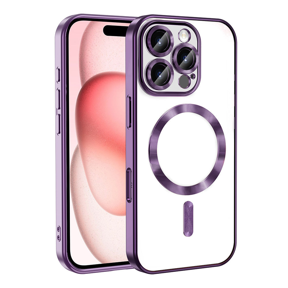 Apple iPhone 16 Pro Case Camera Protection M-Safe Wireless Charging Feature Zore Demre Cover Deep Purple 