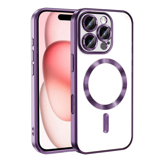 Apple iPhone 16 Pro Case Camera Protection M-Safe Wireless Charging Feature Zore Demre Cover Deep Purple 